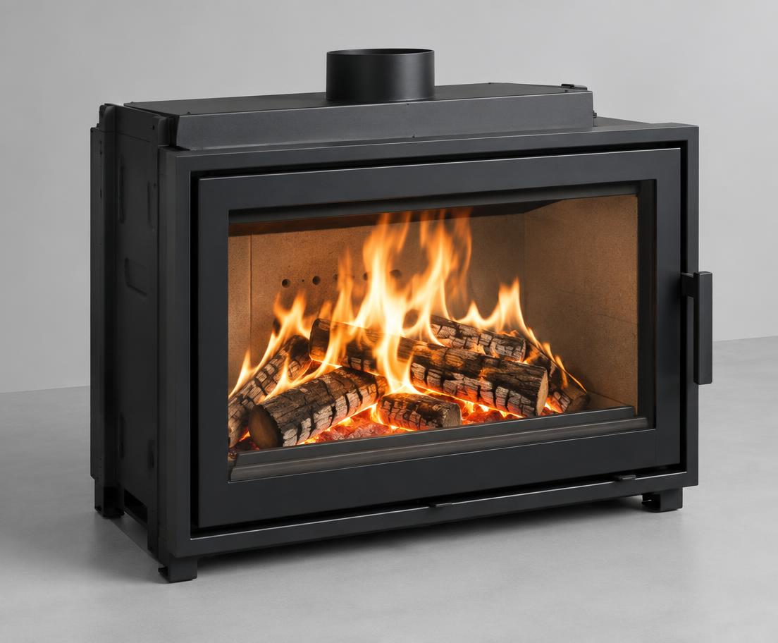 Insert vitré avec feu allumé